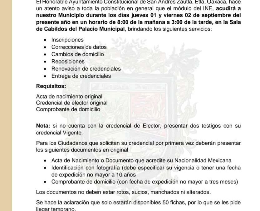 Atento Aviso a la comunidad De San Andrés Zautla