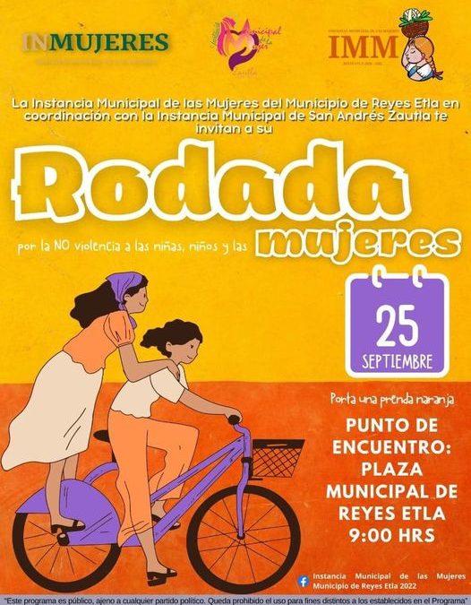 Invitación a rodada para la no violencia a las niñas, niños, y mujeres.￼